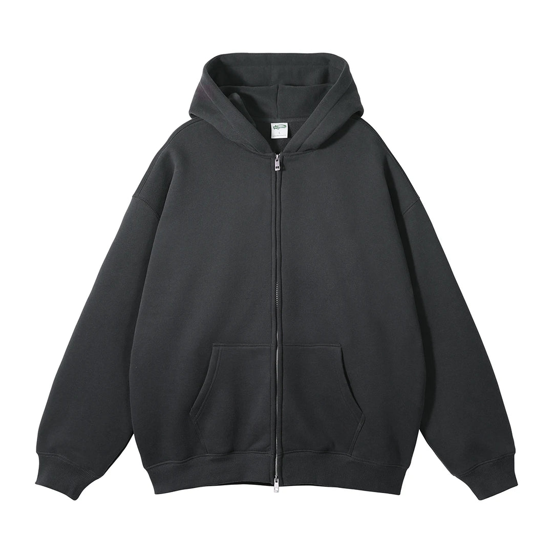 Premium Heavyweight Fleece Double‑Zip Cardigan Hoodie-HighTouch