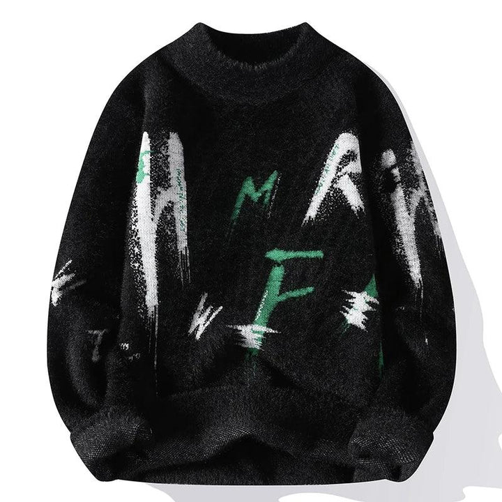 Men's Oversized Graphic Riddle Sweater – Warm Winter Jumper