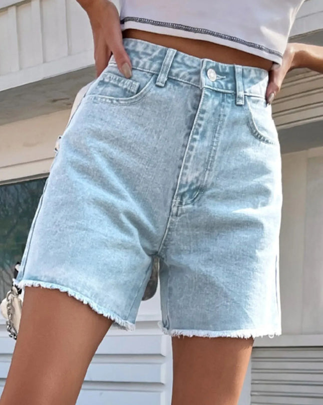 High‑Waist Baggy Half‑Length Denim Shorts – Lightweight