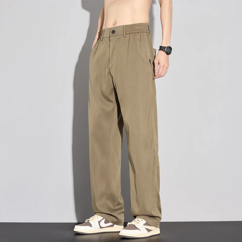 Men’s Lyocell Summer Trousers – Lightweight, Breathable Stretch Pants-HighTouch