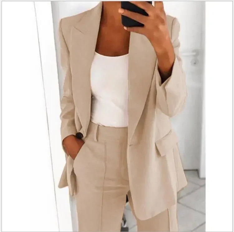 Plus-Size Women’s Casual Blazer S–5XL – Long Sleeve Solid Work Jacket