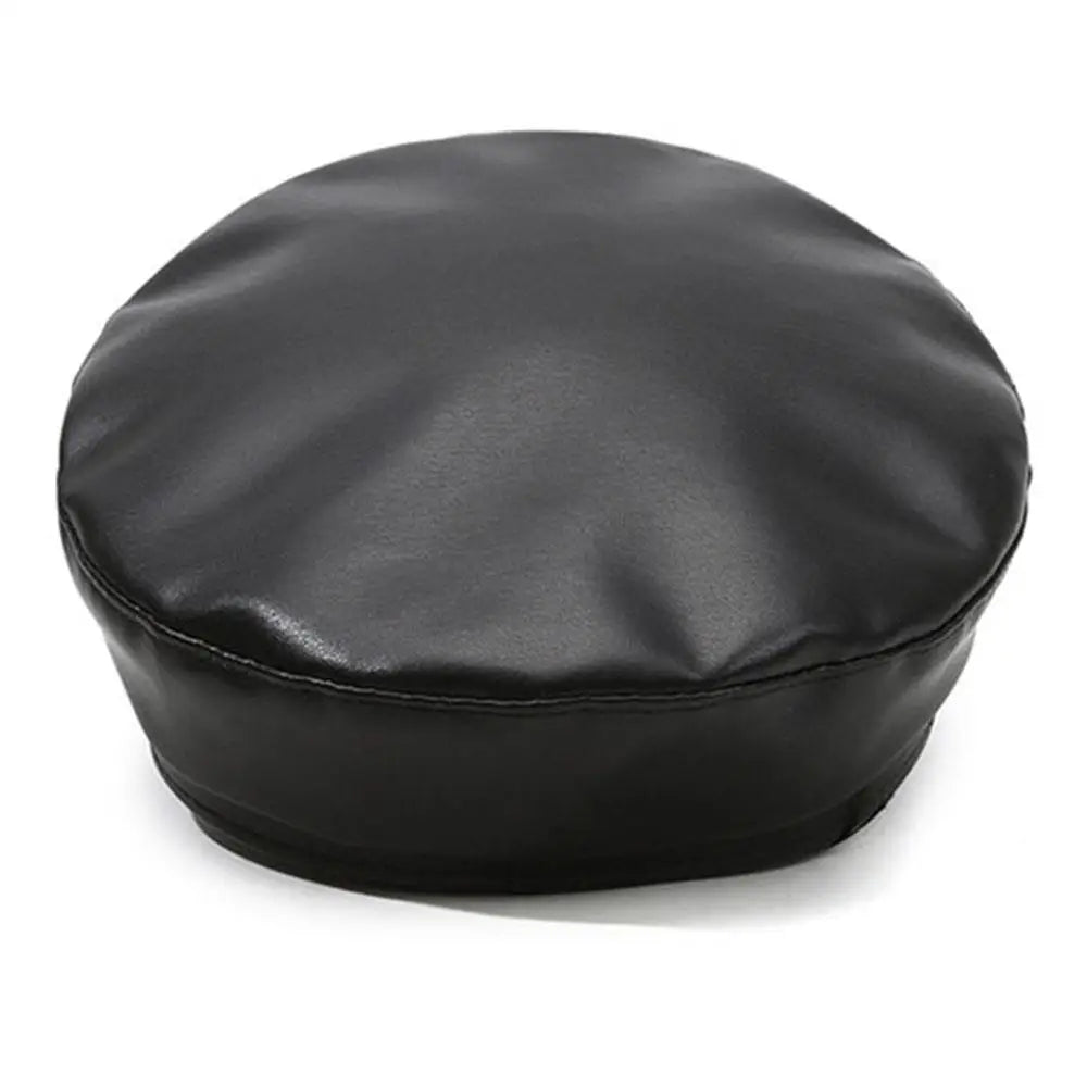Winter Beret Women Black PU Leather Y2K Punk Newsboy Cap