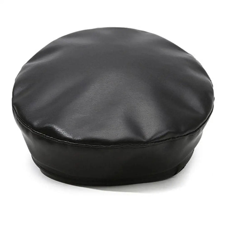Winter Beret Women Black PU Leather Y2K Punk Newsboy Cap