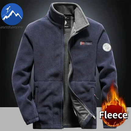 Men’s Thick Fleece Winter Jacket – Double-Pocket Hiking & Ski Outerwear