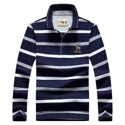 Spring Men Polo Shirt Cotton Long Sleeve Stripe Polo Shirt Men Autumn Embroidery Casual Fashion Polo Shirt Business T-shirts Men