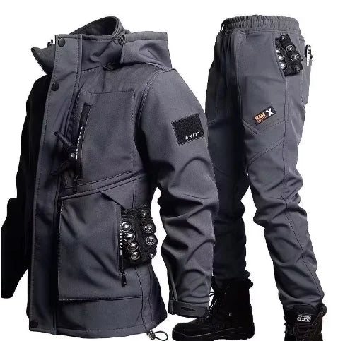 Men'S Motorcycle Jacket With Autumn And Winter Velvet Training Set Anti-Wear Waterproof Cold Resistant Jacket