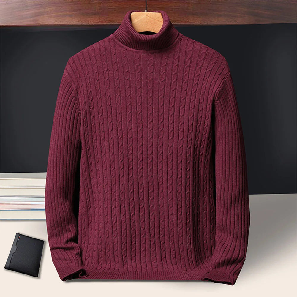 Men's Striped Turtleneck Sweater