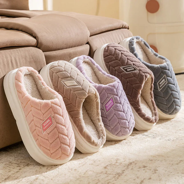 Cotton Plush Women’s Indoor Slippers – Anti-Slip Soft-Bottom Warm Winter Home Footwear