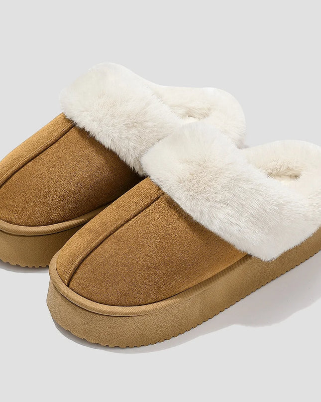 Platform Cotton Plush Women’s Slippers – Warm Soft Sole Indoor & Outdoor Non-Slip