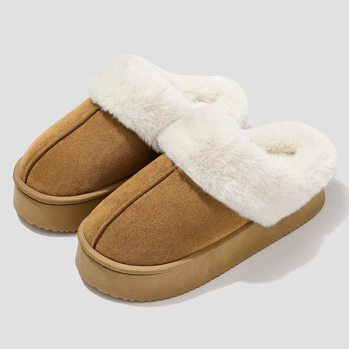 Platform Cotton Plush Women’s Slippers – Warm Soft Sole Indoor & Outdoor Non-Slip