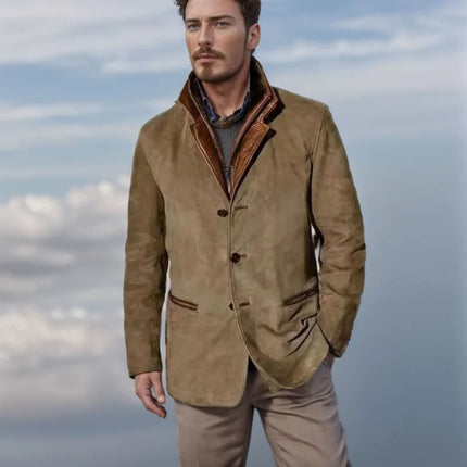 Retro Patchwork Lapel Jacket Men