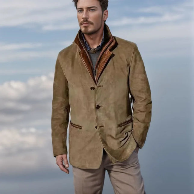 Retro Patchwork Lapel Jacket Men