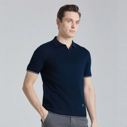 Men’s Summer Polo T-Shirt – V-Collar, Short Sleeve Casual Top