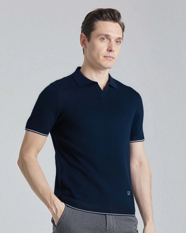 Men’s Summer Polo T-Shirt – V-Collar, Short Sleeve Casual Top