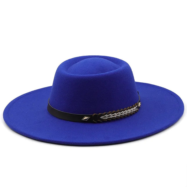 British-Style Wide-Brim Felt Fedora – Adjustable Luxury Jazz & Wedding Hat
