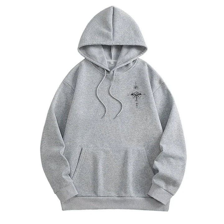 Men’s Vintage Compass Print Hoodie-HighTouch