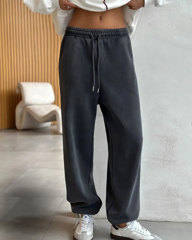 High-Waist Oversized Cotton Sweatpants Women