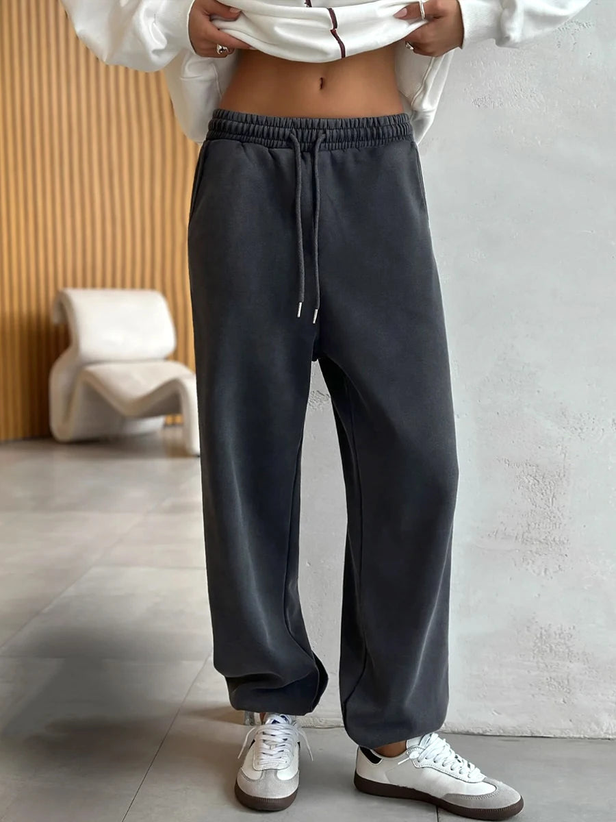 Women High Waist Cotton Sweatpants Oversized Loose Fit-HighTouch