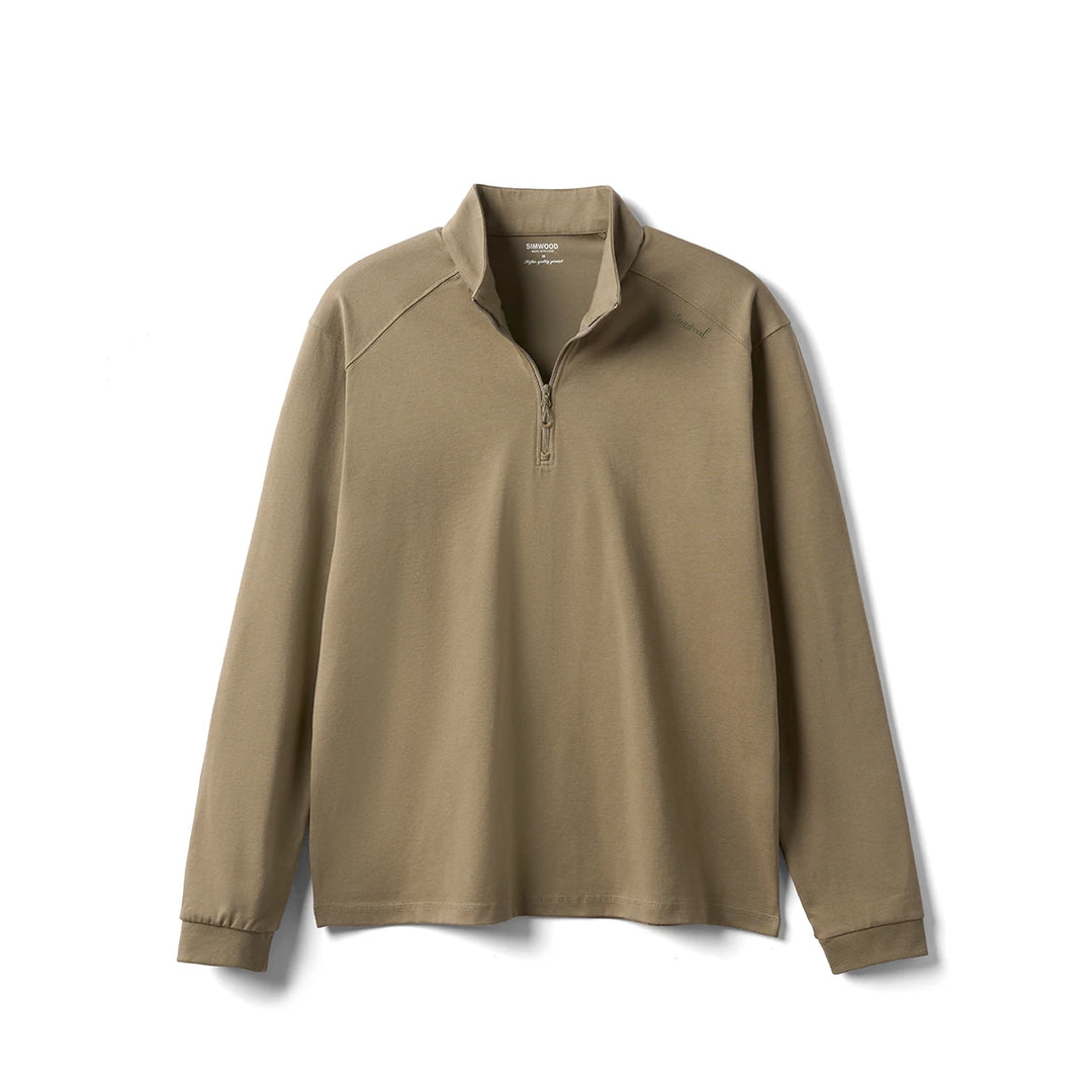 Half-Zip Long Sleeve Tee – Regular Fit T-Shirts, 230gsm-HighTouch
