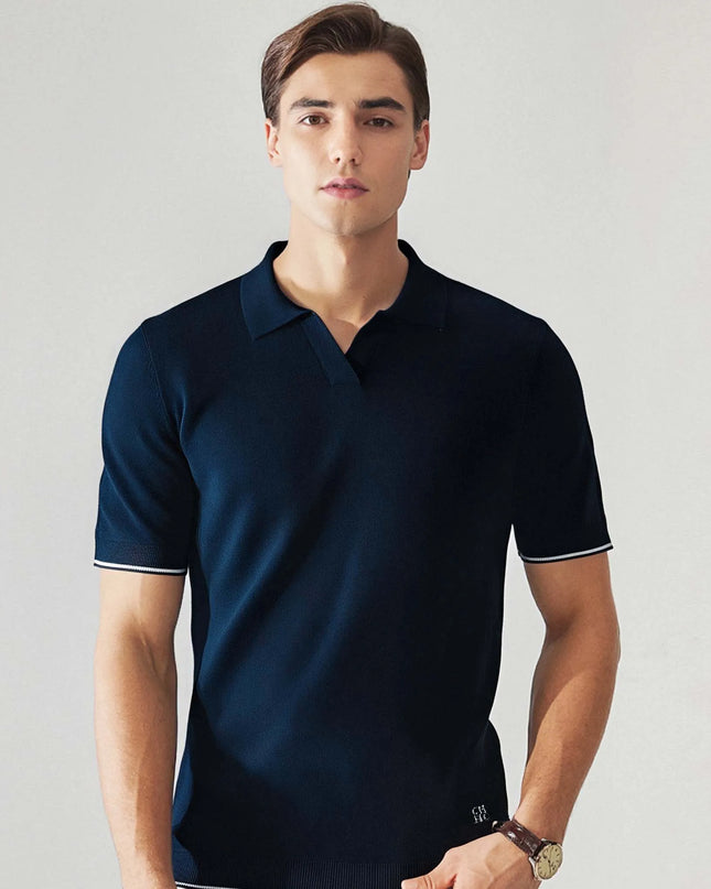 Men’s Summer Polo T-Shirt – V-Collar, Short Sleeve Casual Top