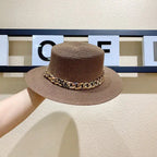 Adjustable Flat‑Top Yellow Straw Fedora-HighTouch