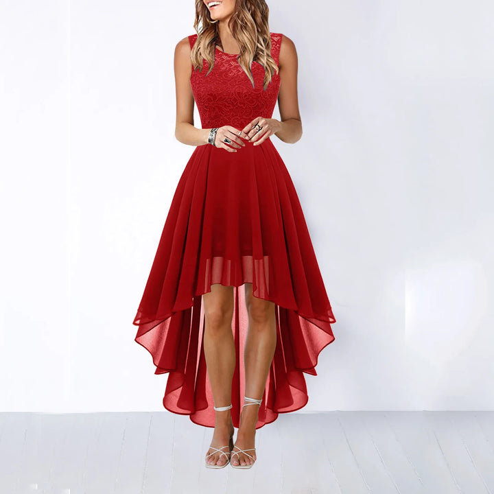 Vintage Floral Lace Irregular-Hem Cocktail & Bridesmaid Dress-HighTouch