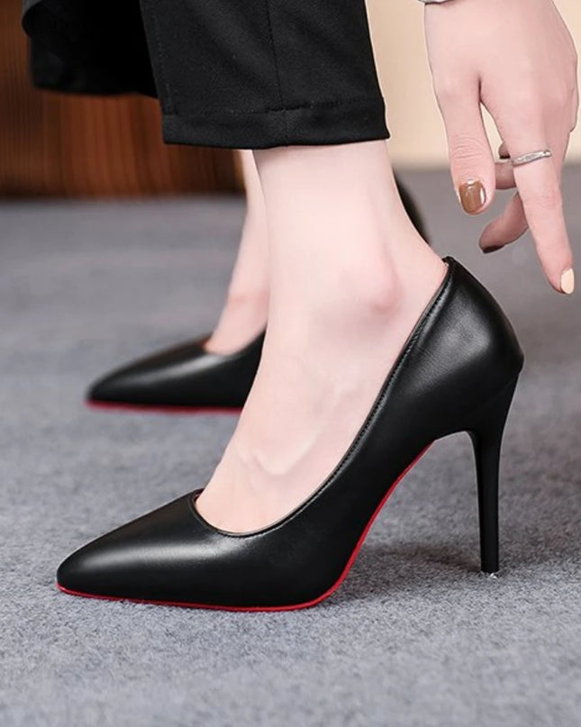 Elegant Red Leather Pumps – women’s High Heels