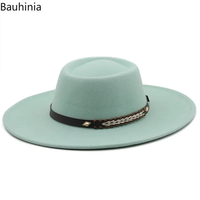 British-Style Wide-Brim Felt Fedora – Adjustable Luxury Jazz & Wedding Hat