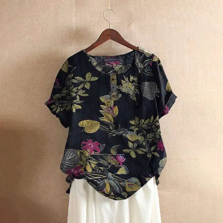 ZANZEA Floral Cotton Tunic – Summer Casual Caftan Top-HighTouch