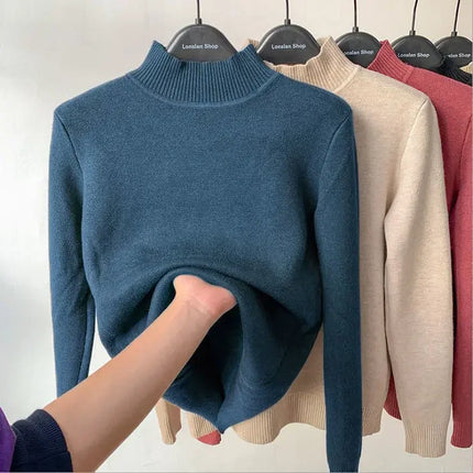 Fleece Half-Turtleneck Sweater – Cozy Knit Pullover for Autumn & Winter