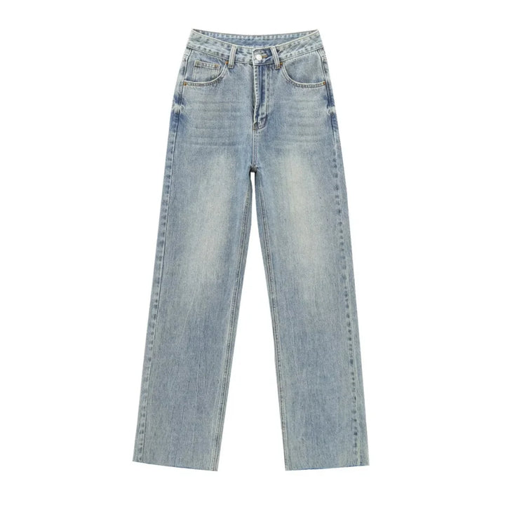 Women’s Wide-Leg High-Waist Jeans Casual Denim Pants-HighTouch