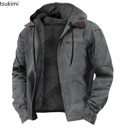Men’s Full-Zip Polar Fleece Hoodie – Warm Casual Hooded Jacket