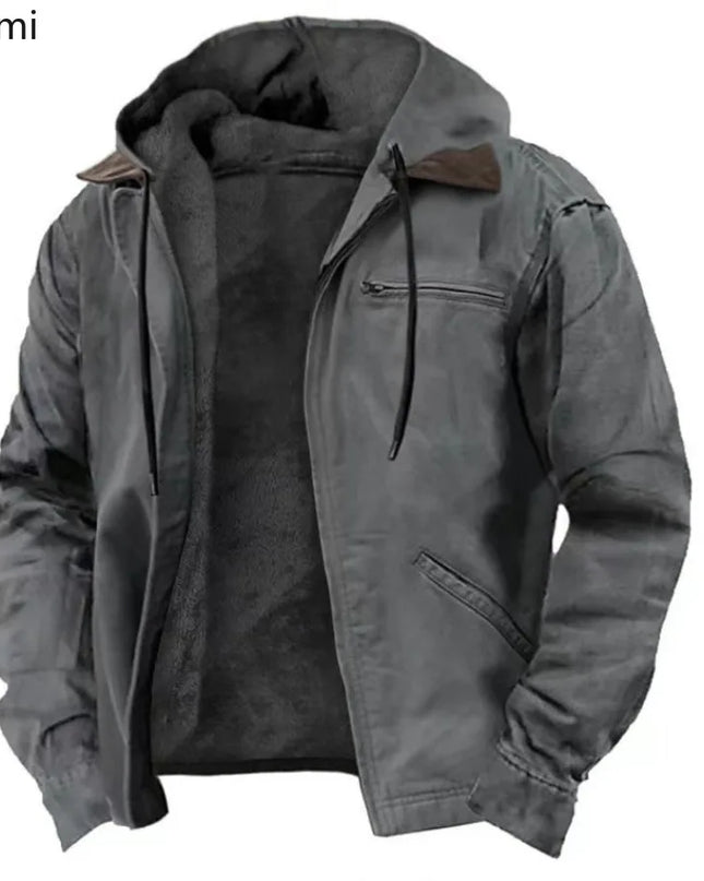 Men’s Full-Zip Polar Fleece Hoodie – Warm Casual Hooded Jacket