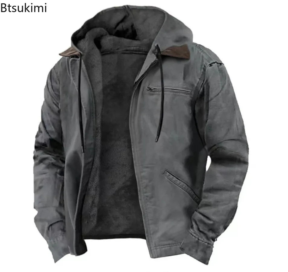 Men’s Full-Zip Polar Fleece Hoodie – Warm Casual Hooded Jacket-HighTouch
