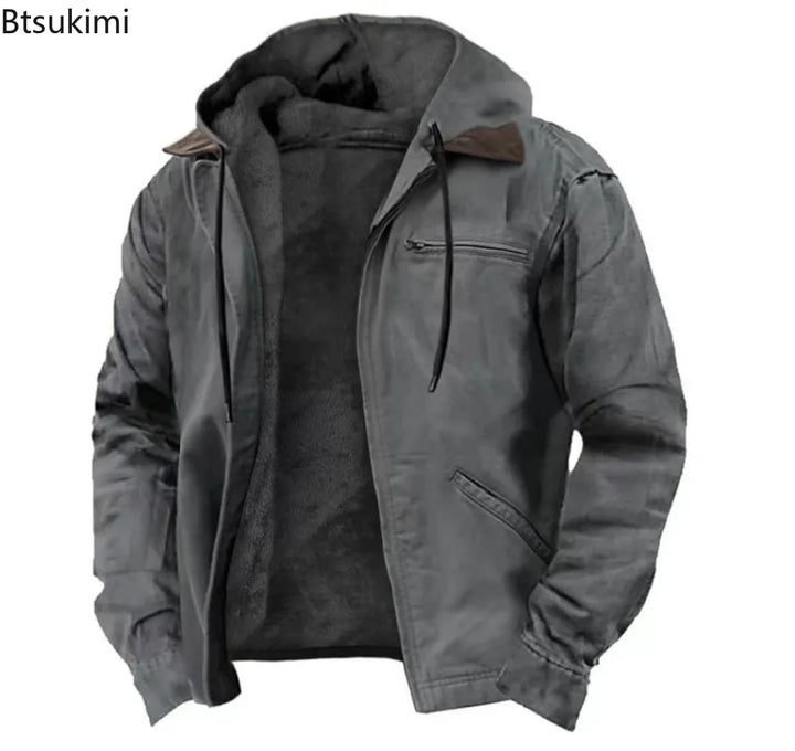 Men’s Full-Zip Polar Fleece Hoodie – Warm Casual Hooded Jacket-HighTouch