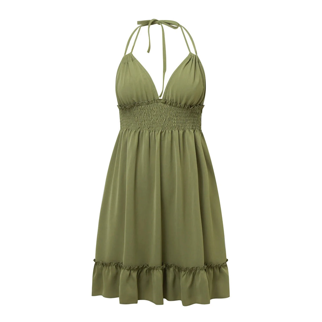 Boho Floral V‑Neck Sleeveless Midi Dress