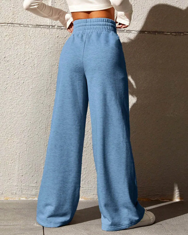 Women’s Wide-Leg Sports Track Pants – Loose Fit High-Waist Tube Trousers