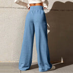 Women’s Wide-Leg Sports Track Pants – Loose Fit High-Waist Tube Trousers-HighTouch