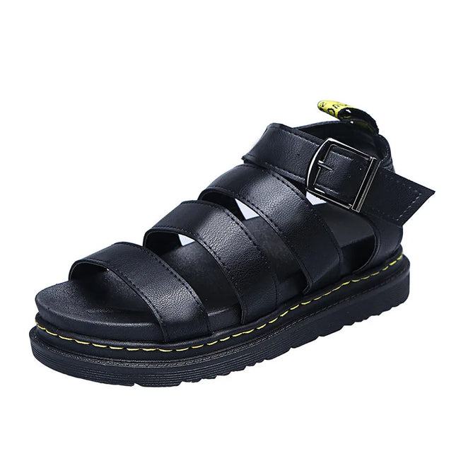 Casual Sport Women's Sandal Peep Toe Metal Buckle Car Stitch Roman Sandal