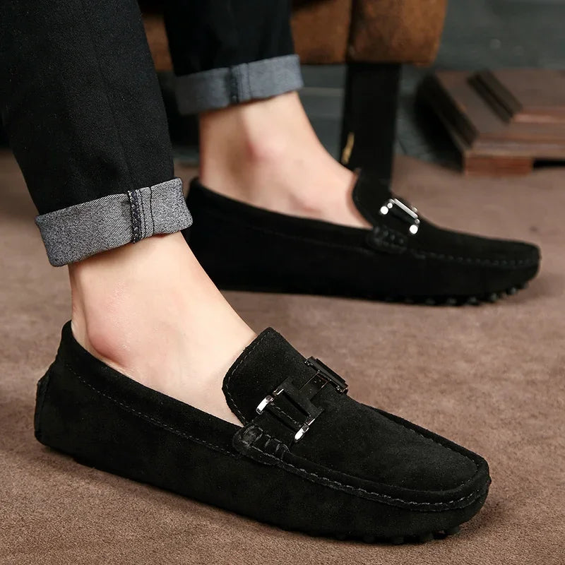Classic Suede Leather Loafers – Men’s Breathable Soft Slip-On Shoes