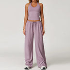 Women’s Hollow-Back Tank & High-Waist Drawstring Pants-HighTouch
