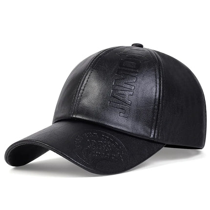 Vintage Cowhide Leather Baseball Cap – Unisex Adjustable Military Style