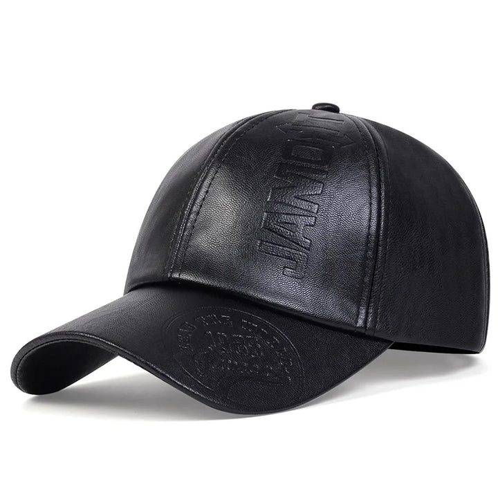 Vintage Cowhide Leather Baseball Cap – Unisex Adjustable Military Style-HighTouch