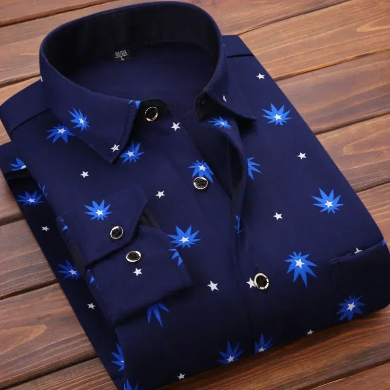 Men’s Winter Plaid Flannel Shirt – Fur Lined, Fleece‑Lined, Warm Casual Dress Shirt