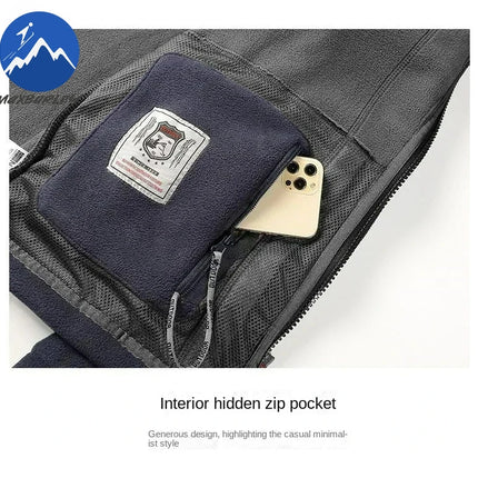 Men’s Thick Fleece Winter Jacket – Double-Pocket Hiking & Ski Outerwear
