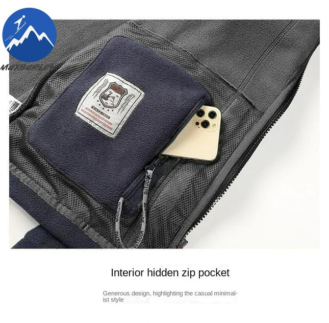 Men’s Thick Fleece Winter Jacket – Double-Pocket Hiking & Ski Outerwear