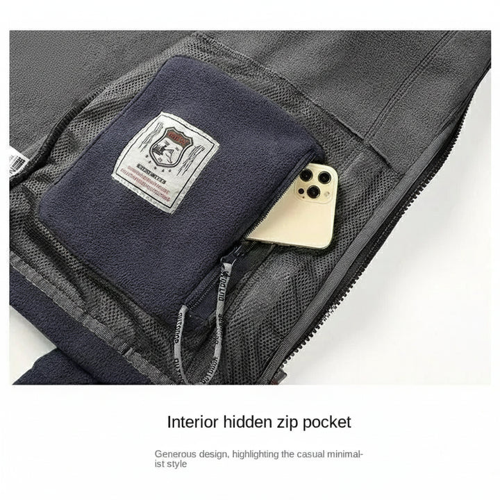 Men’s Thick Fleece Winter Jacket – Double-Pocket Hiking & Ski Outerwear-HighTouch