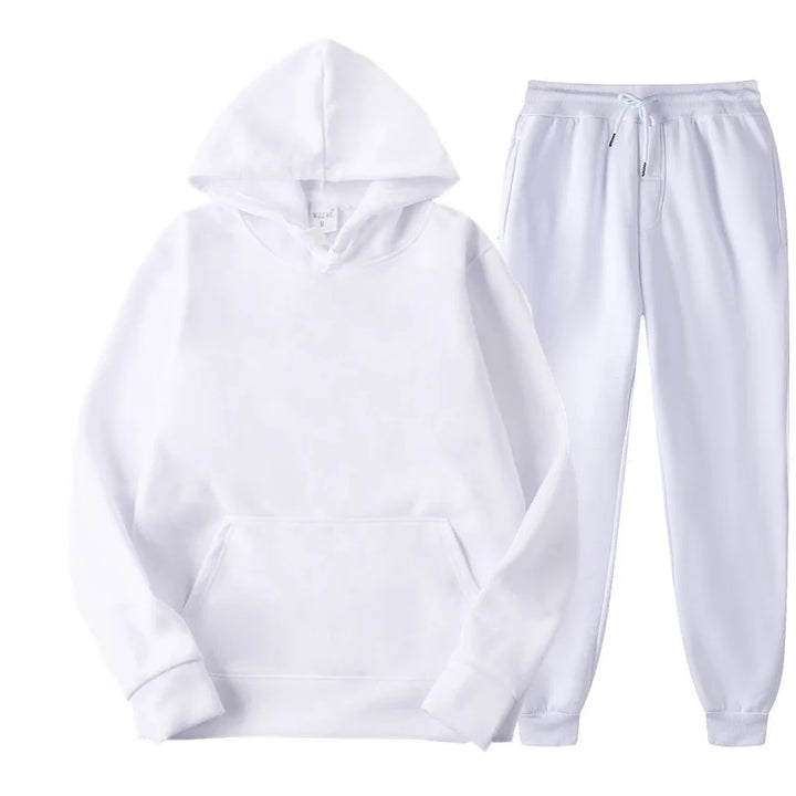 Men’s Solid Color Hoodie & Jogger Tracksuit Set-HighTouch