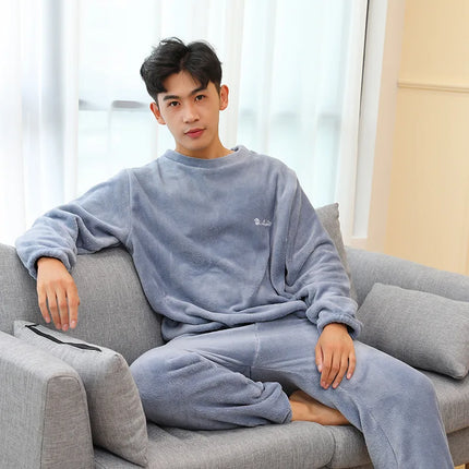 Thick Coral Velvet 2-Piece Pajama Set Men
