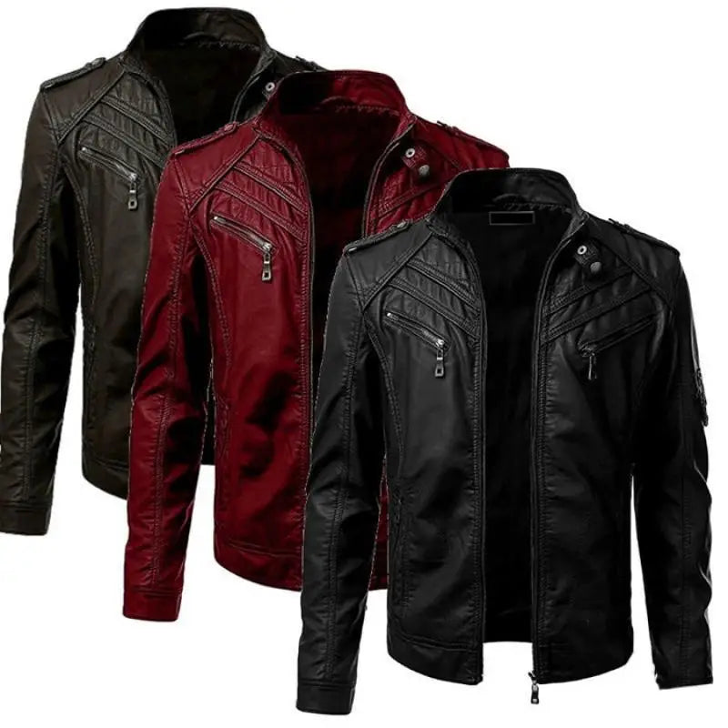 Men’s Faux Leather Motorcycle Jacket-HighTouch